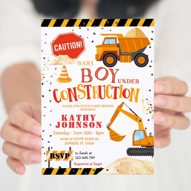 Invitación a Baby Shower de Niño en construcción (Subido por el creador)