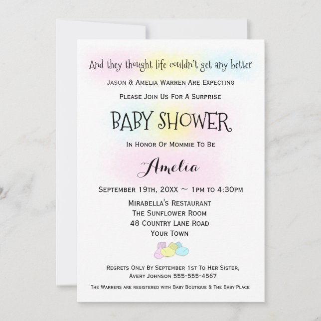 Invitación a Baby Shower de niño o Chica (Anverso)