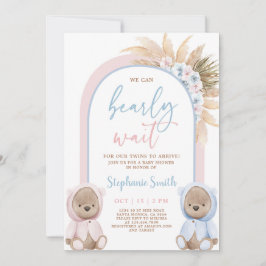 Invitación a Baby Shower de niño y Chica gemelos