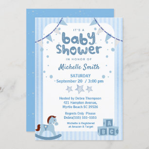 Invitación a Baby Shower de niños con gráficos azu