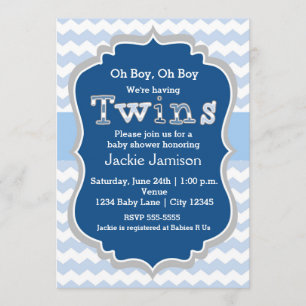 Invitación a baby shower de niños GEMELLOS con Che
