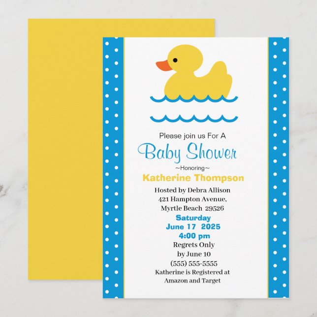 Invitación a Baby Shower de niños pequeños y sucio (Anverso / Reverso)