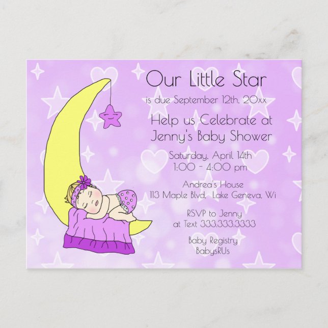 Invitación a Baby Shower de Nuestra Estrella Peque (Anverso)