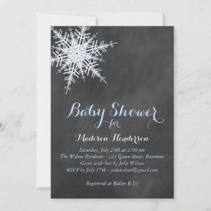 Invitación a Baby Shower de Offset Blue Chalk Snow