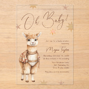 Invitación a Baby Shower de Oh Baby Cute Llama Boh