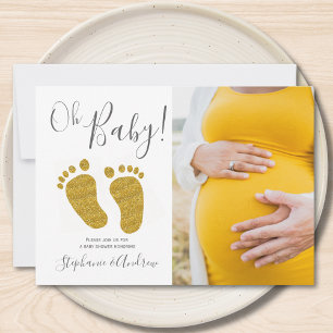 Invitación a Baby Shower de Oh Baby Photo Gold Pur