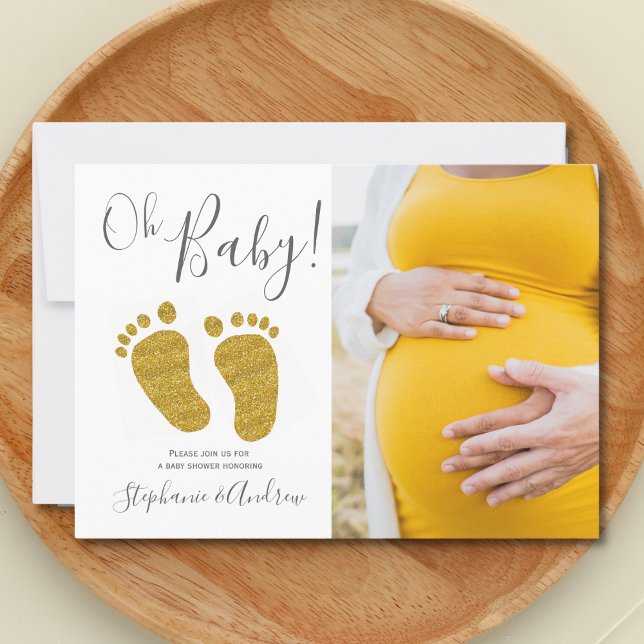Invitación a Baby Shower de Oh Baby Photo Gold Pur (Subido por el creador)