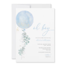 Invitación a Baby Shower de Oh Boy Blue Balloon