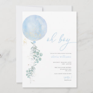 Invitación a Baby Shower de Oh Boy Blue Balloon