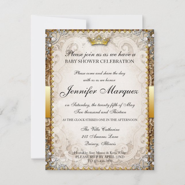 Invitación a Baby Shower de Ornate Fairytale Story (Anverso)