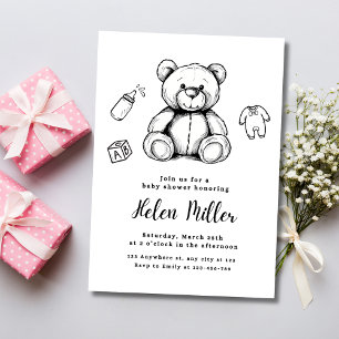 Invitación a Baby Shower de osito de peluche, bebé