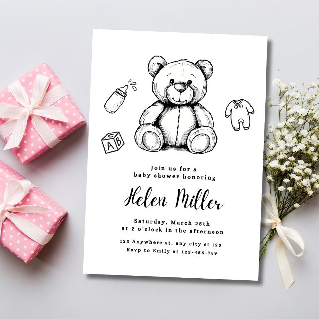 Invitación a Baby Shower de osito de peluche, bebé (Subido por el creador)