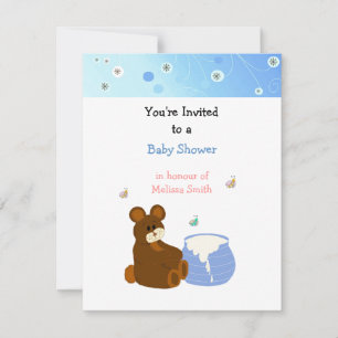 Invitación a baby shower de osito de peluche con t