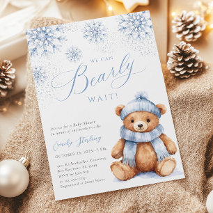 Invitación a baby shower de osito de peluche de in