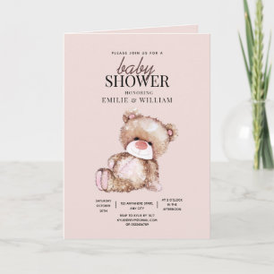 Invitación a baby shower de osito de peluche No pu