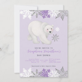 Invitación a Baby Shower de osito polar puro