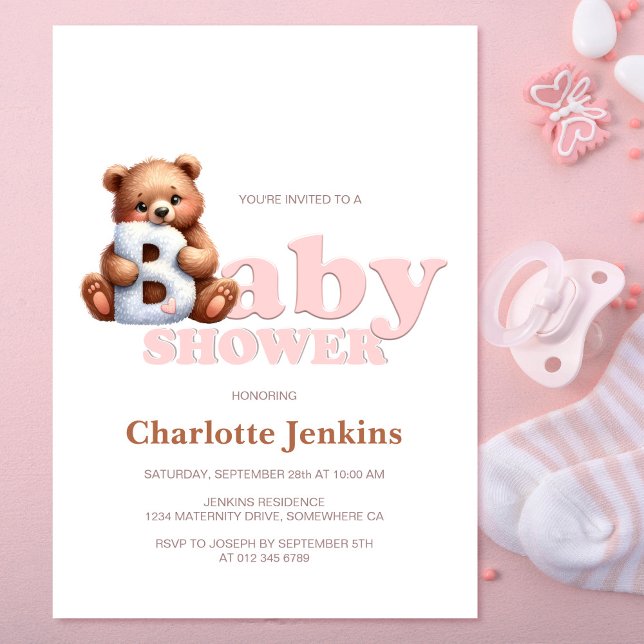 Invitación a Baby Shower de Oso de Oso de Teddy Ro (Subido por el creador)