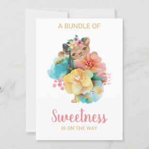 *~* Invitación a Baby Shower de oso dulce con flor