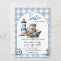 Invitación a baby shower de Oso Marinero de cuadro