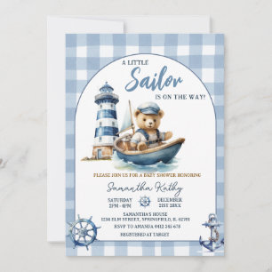 Invitación a baby shower de Oso Marinero de cuadro