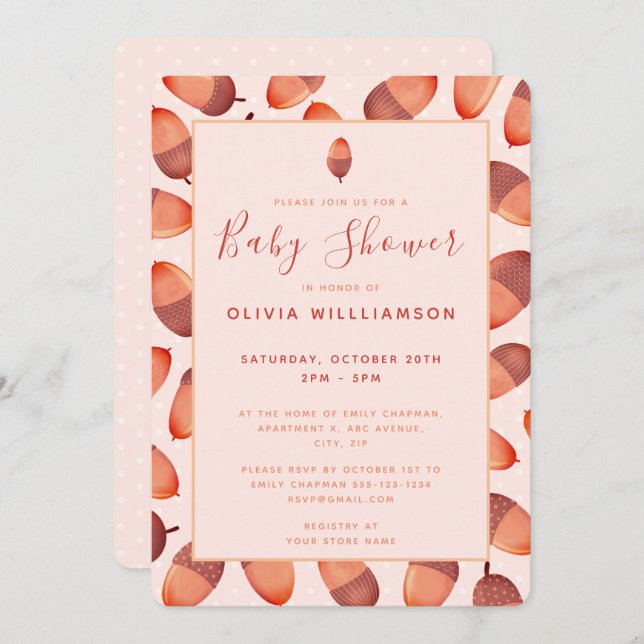Invitación a Baby Shower de otoño con motivo de ot (Anverso / Reverso)