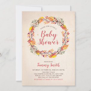 Invitación a Baby Shower de otoño/otoño con flores