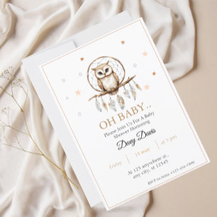 Invitación a Baby Shower de Owl Dreamcatcher
