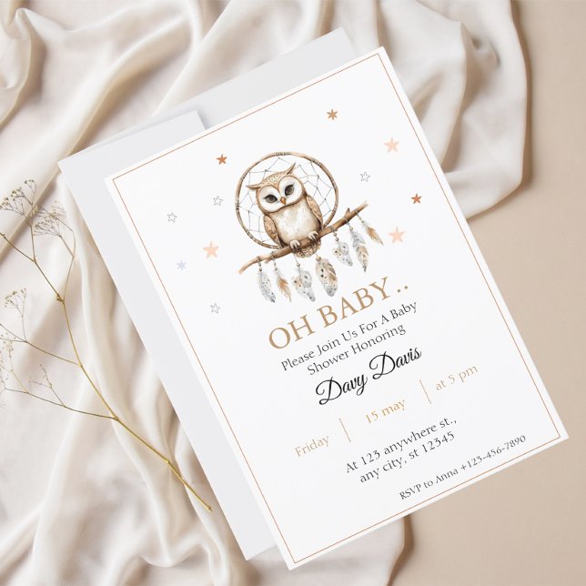 Invitación a Baby Shower de Owl Dreamcatcher (Subido por el creador)