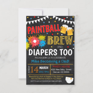 Invitación a Baby Shower de Paintball y Cerveza
