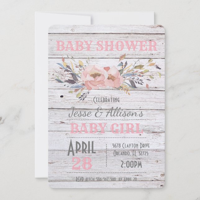 Invitación a Baby Shower de País Rústico de moda (Anverso)