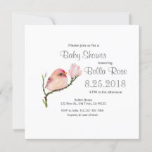 Invitación a Baby Shower de pájaro de la repolla c
