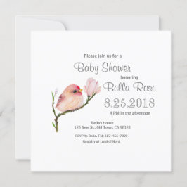Invitación a Baby Shower de pájaro de la repolla c