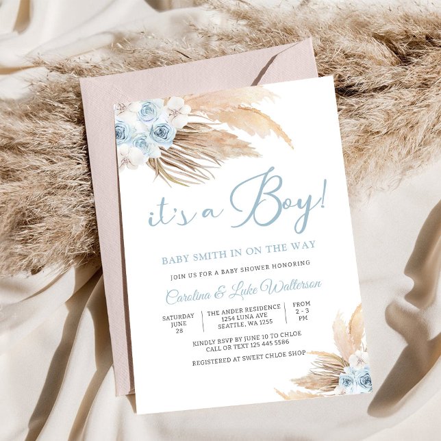 Invitación a Baby Shower de Pampas Azules (Subido por el creador)