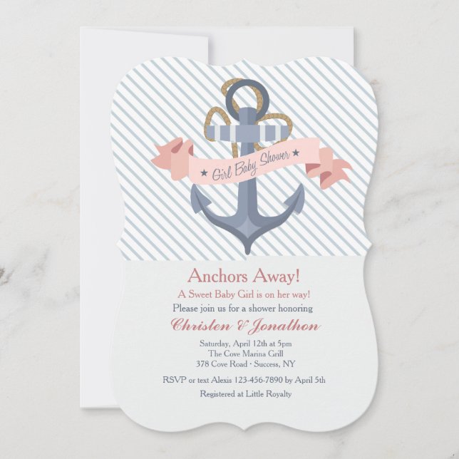 Invitación a Baby Shower de pancarta de color rosa (Anverso)