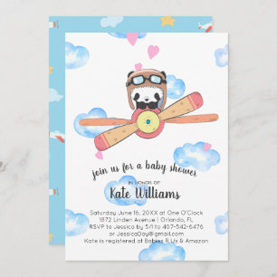 Invitación a Baby Shower de Panda Pilot
