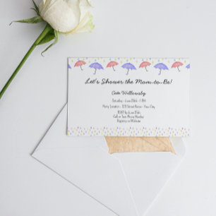 Invitación a Baby Shower de paraguas