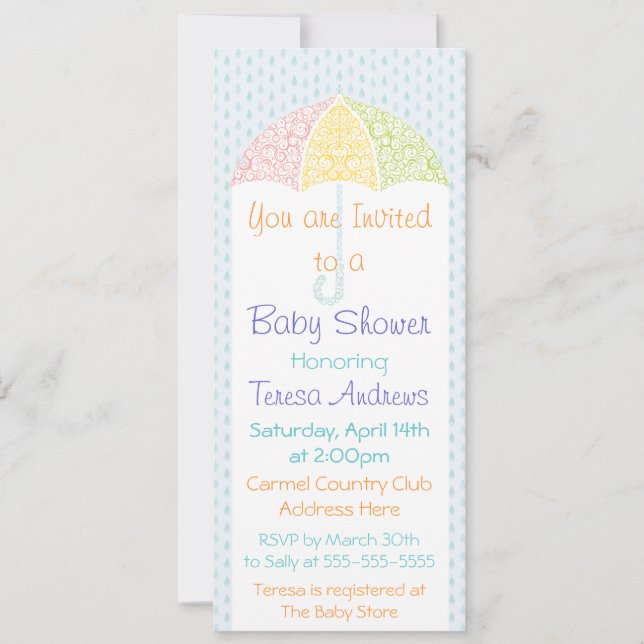 Invitación a Baby Shower de Paraguas Lacy (Anverso)