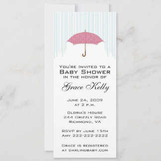 Invitación a Baby Shower de paraguas rosados