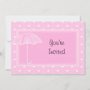 Invitación a Baby Shower de paraguas rosados