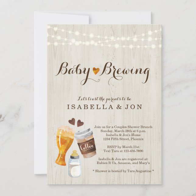 Invitación a Baby Shower de pareja de bebés que se (Anverso)