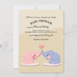 Invitación a Baby Shower de pareja elefante
