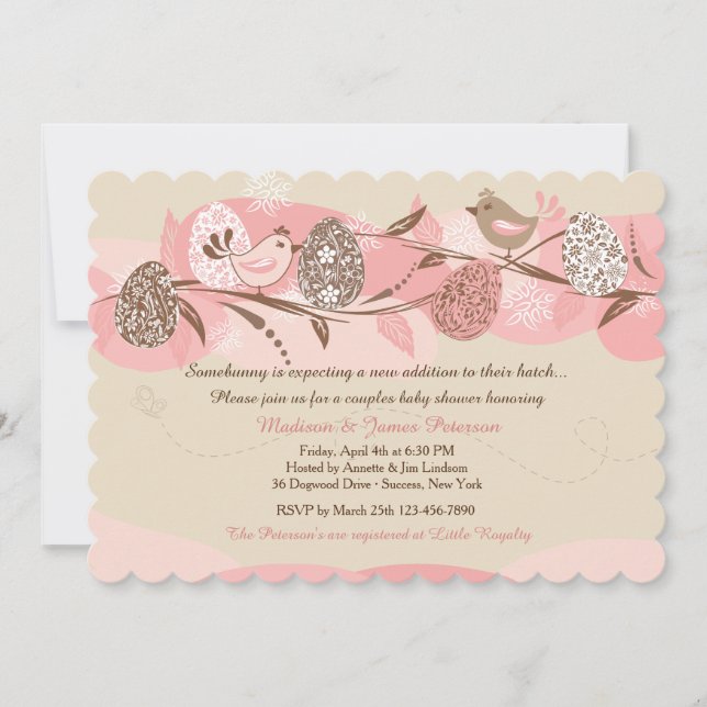 Invitación a Baby Shower de Parejas de Chicas de P (Anverso)