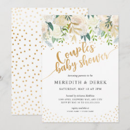Invitación a Baby Shower de Parejas Florales Blanc
