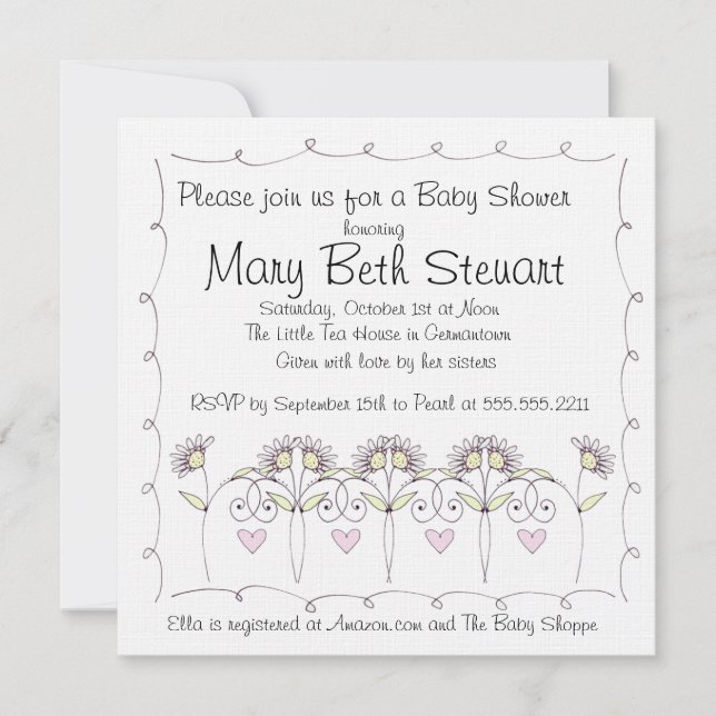 Invitación a Baby Shower de Paris Pastel (Anverso)