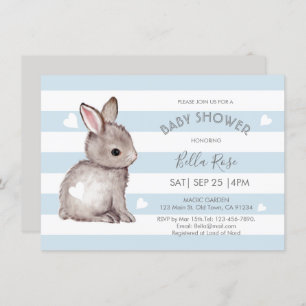 Invitación a Baby Shower de paro azul gris Bunny H