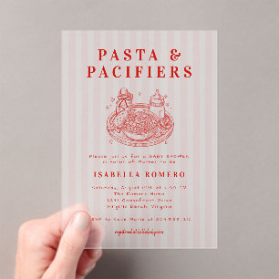 Invitación a baby shower de Pasta y Chupetes