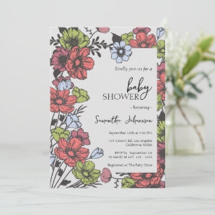 Invitación a Baby Shower de Pastel de flores silve