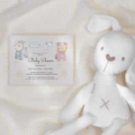 Invitación a Baby Shower De Pastel Plush Toys And 