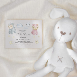 Invitación a Baby Shower De Pastel Plush Toys And 