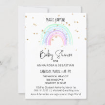 *~* Invitación a Baby Shower de Pastel Rainbow Sta
